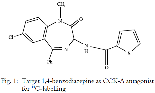 Image for - Synthesis of Carbon-14 Analogue of N-(7-chloro-1-methyl-2-oxo-5-phenyl-2,3-dihydro-1H-benzo[e][1,4]diazepin-3-yl)thiophene-2-carboxamide-[14C-carboxy]  as CCK-A antagonist
