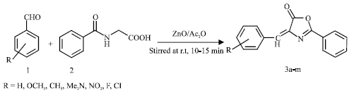 Image for - Zinc oxide (ZnO): An Efficient Catalyst for the Synthesis of 4-arylmethylidene-2-phenyl 5(4H)-oxazolones Having Antimicrobial Activity