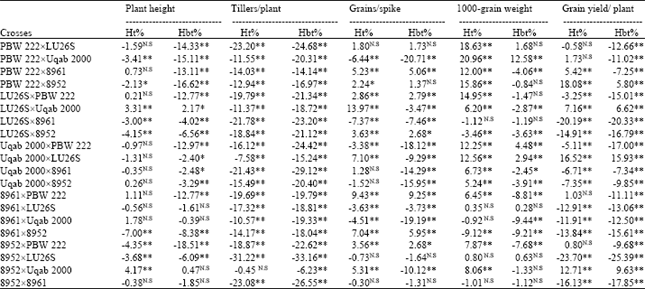 Image for - Estimation of Heterosis and Heterobeltiosis of Some Quantitative Characters in Bread Wheat Crosses
