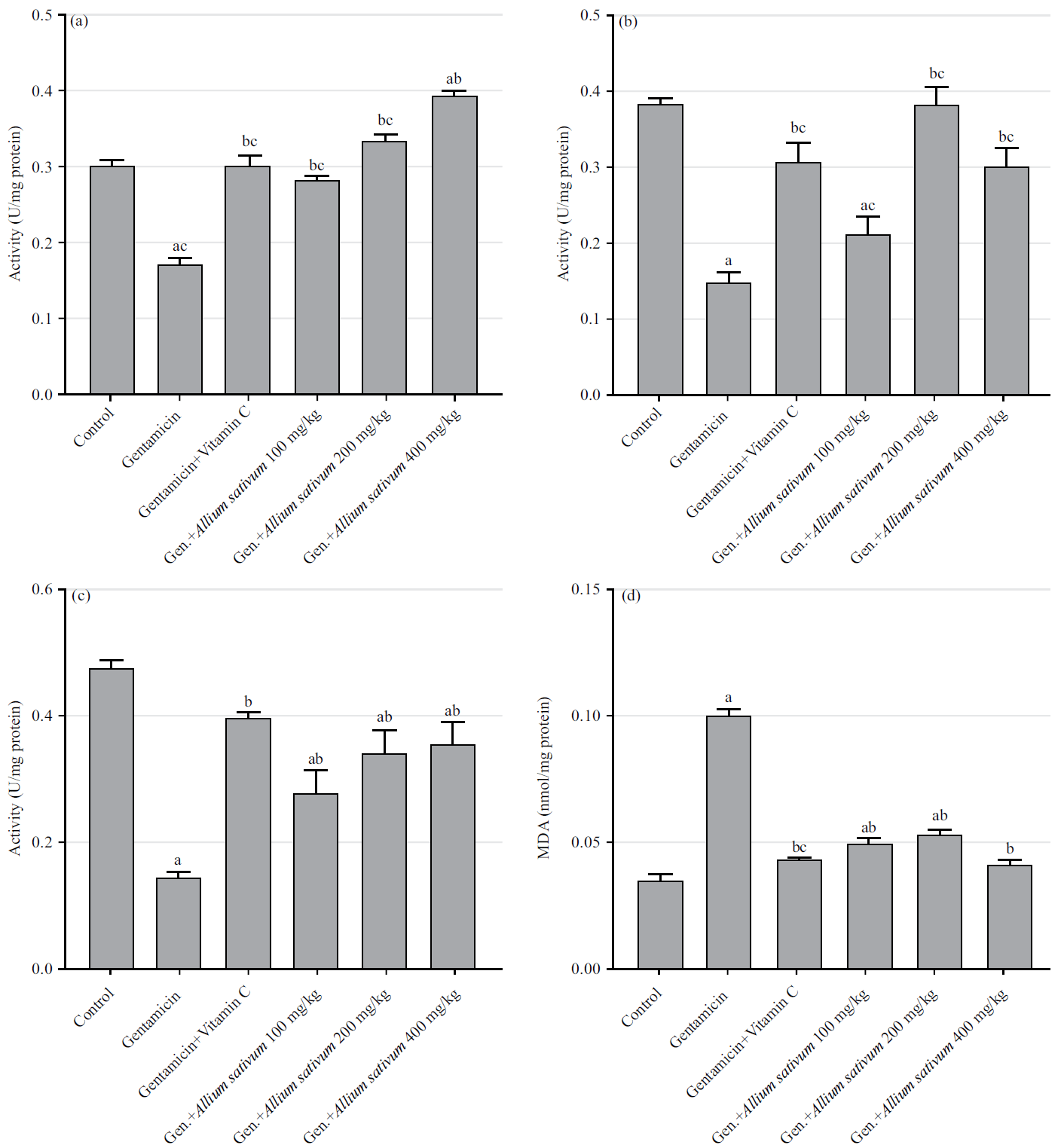 Image for - Effect of Aqueous Extract of Allium sativum on Biochemical Status in Gentamicin-Induced Hepatotoxicity in Wistar Rats