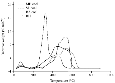 Image for - Thermal Decomposition Study of Coals, Rice Husk, Rice Husk Char and Their Blends During Pyrolysis and Combustion via Thermogravimetric Analysis