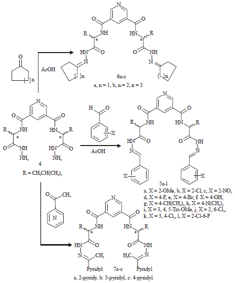 Image for - Analgesic and Anti-Inflammatory Activities of Some Newly Synthesized 3,5-Bis-[(peptidohydrazinyl) Pyridine Schiff Bases