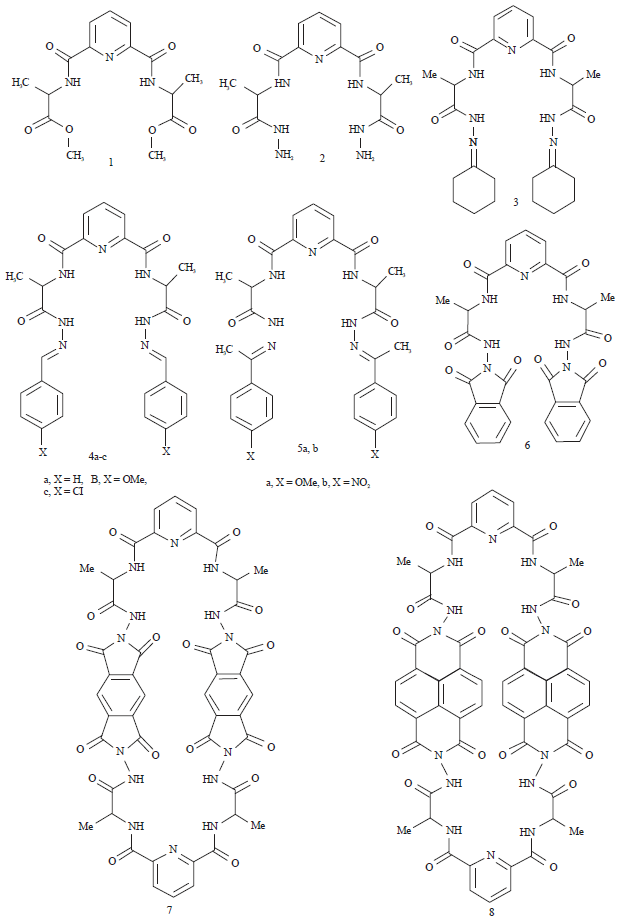 Image for - Monoamino Oxidase Inhibitors Activities of Some Synthesized 2,6-bis (Tetracarboxamide)-pyridine and Macrocyclic Octacarboxamide Derivatives