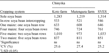Image for - Evaluation of Different Strategies of Intercropping Maize (Zea mays L.) and Soya Bean (Glycine max (L.) Merrill) Under Small-Holder Production in Sub-Humid Zimbabwe