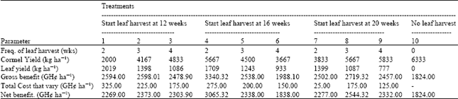 Image for - Physiological and Economic Implications of Leaf Harvesting on Vegetative Growth and Cormel Yield of Cocoyam (Xanthosoma sagittifolium)