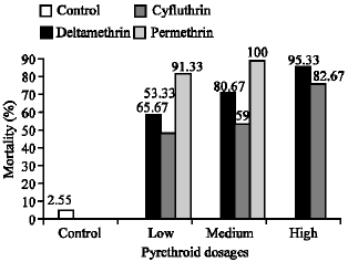 Image for - Laboratory Efficacy of Protection Rate of Torn Nets Treated with Pyrethroids, Cyfluthrin, Deltamethrin and Permethrin Against Anopheles stephensi (Diptera: Culicidae)