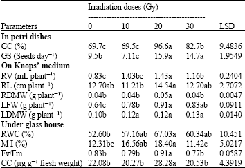 Image for - Gamma Irradiation Effects on Durum Wheat (Triticum durum Desf.) under Various Conditions