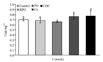 Image for - Effect of Four Different Vegetable Oils (Red Palm Olein, Palm Olein, Corn Oil, Coconut Oil) on Antioxidant Enzymes Activity of Rat Liver