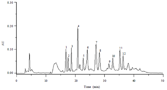 Image for - Validation of a RP-HPLC Method for Quantitation of Phenolic Compounds in three Different Extracts from Cymbopogon citratus