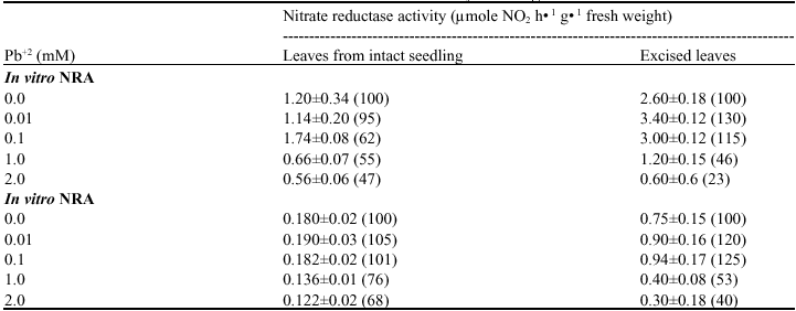 Image for - Effect of Lead on Seed Germination, Seedling Growth, Chlorophyll Content and Nitrate Reductase Activity in Mung Bean (Vigna radiata)