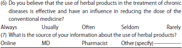 Image for - Herbal Products Use Among Chronic Patients and its Impact on Treatments Safety and Efficacy: A Clinical Survey in the Jordanian Field